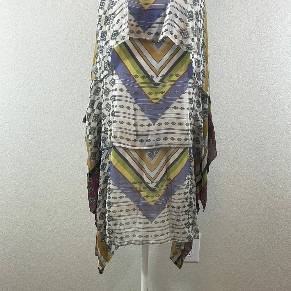 Warm‎ Purple and Yellow Asymmetrical Sundress with Halter Neckline 0